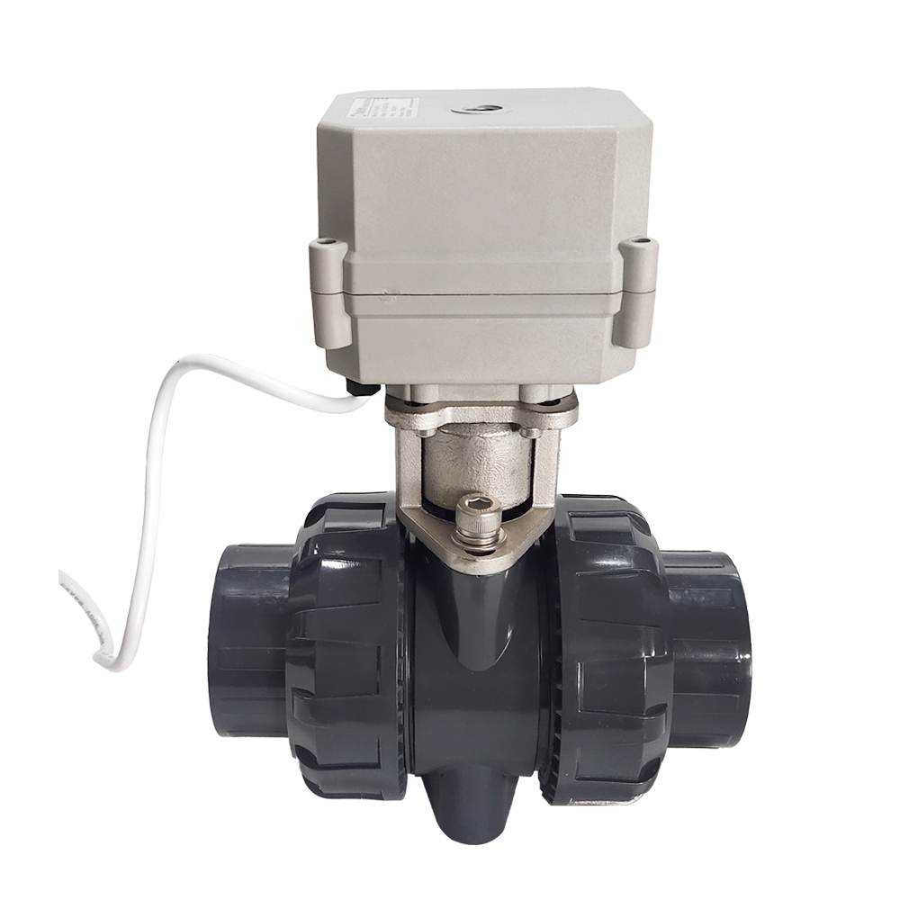 U-PVC 電動(dòng)球閥二通活由壬連接，電動(dòng)PVC閥門(mén)帶10Nm執(zhí)行器DC12V,DC24V,AC24V,220V 帶指示帶信號(hào)反饋